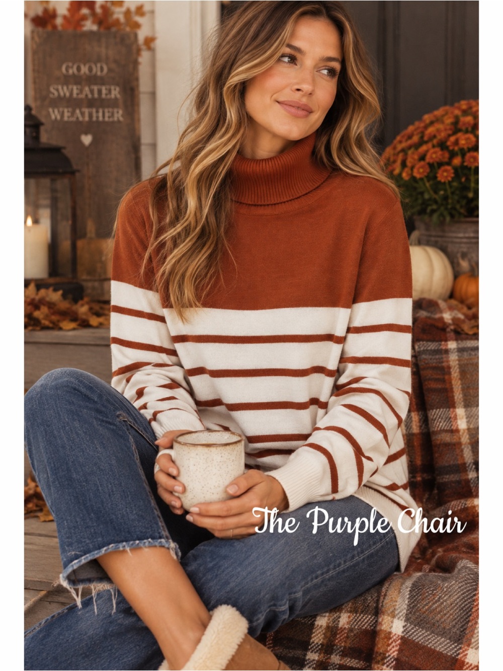 NWT Long Sleeve Striped Turtleneck Sweater S